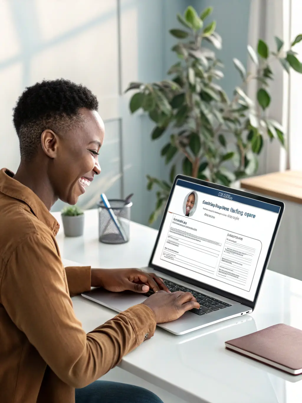 A person filling out an online bail bond application form on the Bail Bonds Now website, with a focus on the digital form.